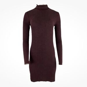 Enza Costa Sz L Turtleneck Ribbed Lightweight Pullover Sweater Dress Red